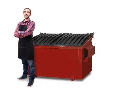 Conteneur de 2 verges pour collecte de déchets commerciaux et petites entreprises.